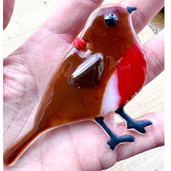 When robins appear loved ones are near fused glass Hanger - Image 2
