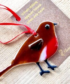 When robins appear loved ones are near fused glass Hanger - Image 3