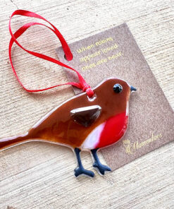 When robins appear loved ones are near fused glass Hanger