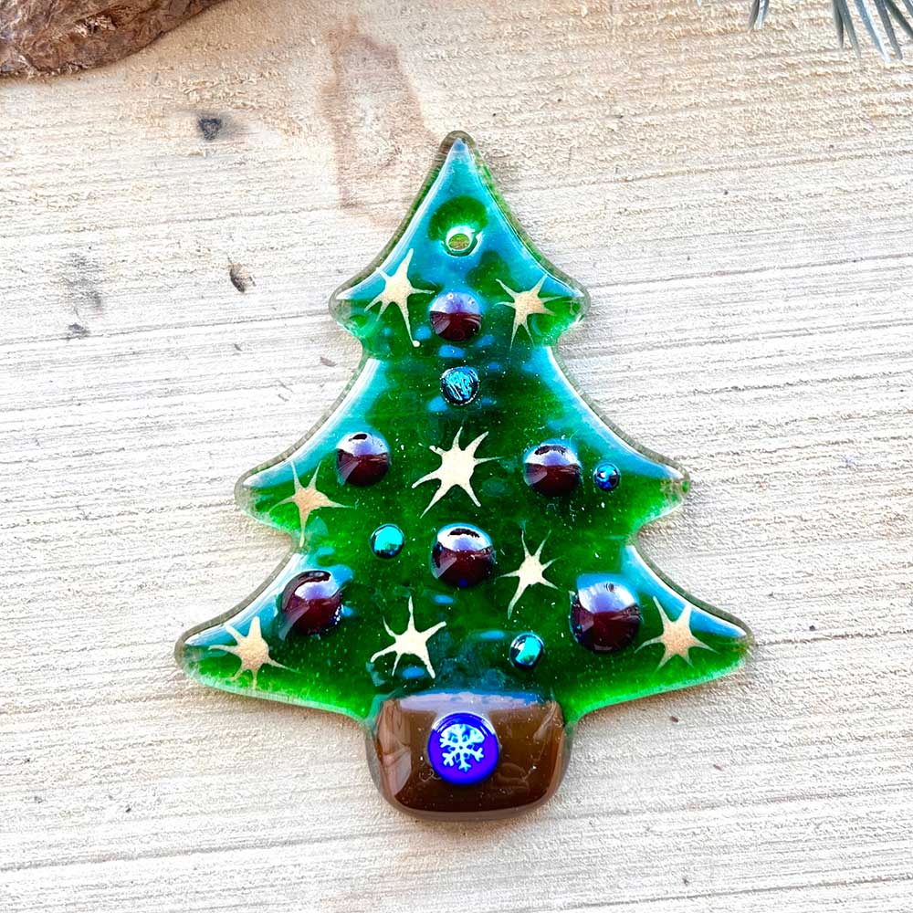 Fused Glass Christmas Tree Hanging Decoration - Image 2