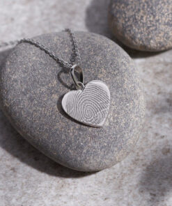 Laser Engraved Half Heart Fingerprint Pendant