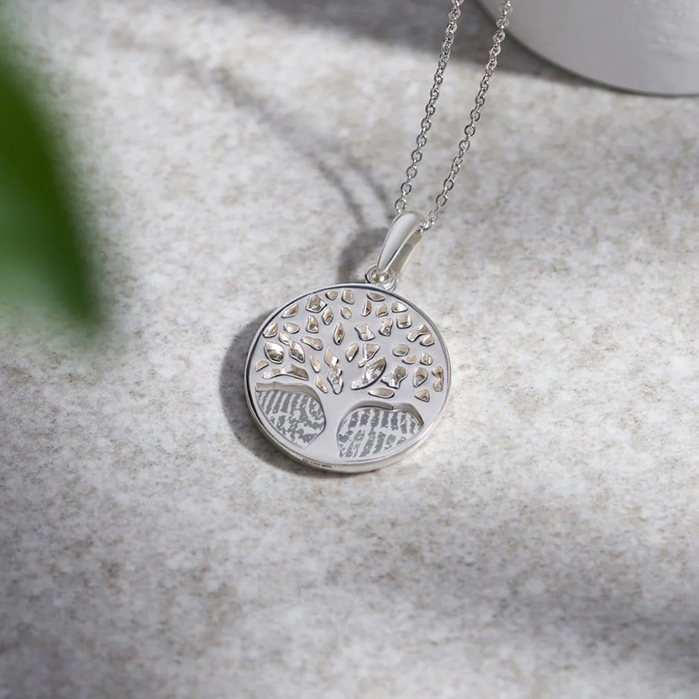 Engraved Tree of Life Memorial Fingerprint Pendant