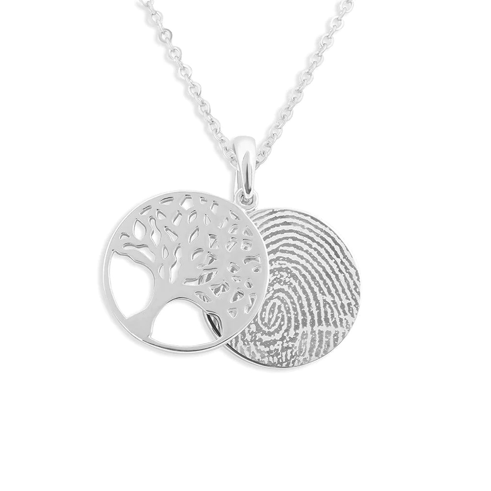 Engraved Tree of Life Memorial Fingerprint Pendant - Image 2