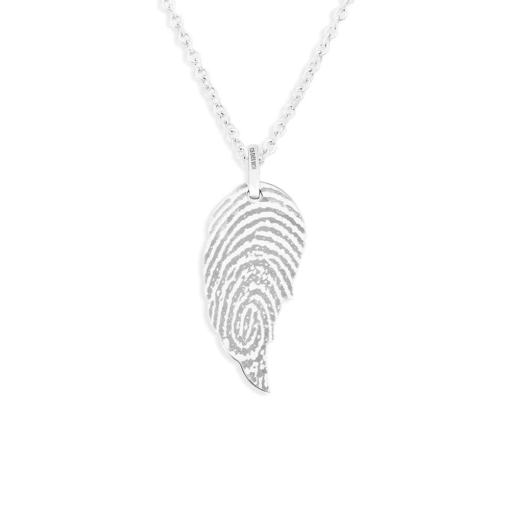 Laser Engraved Angel Wing Fingerprint Pendant - Image 3