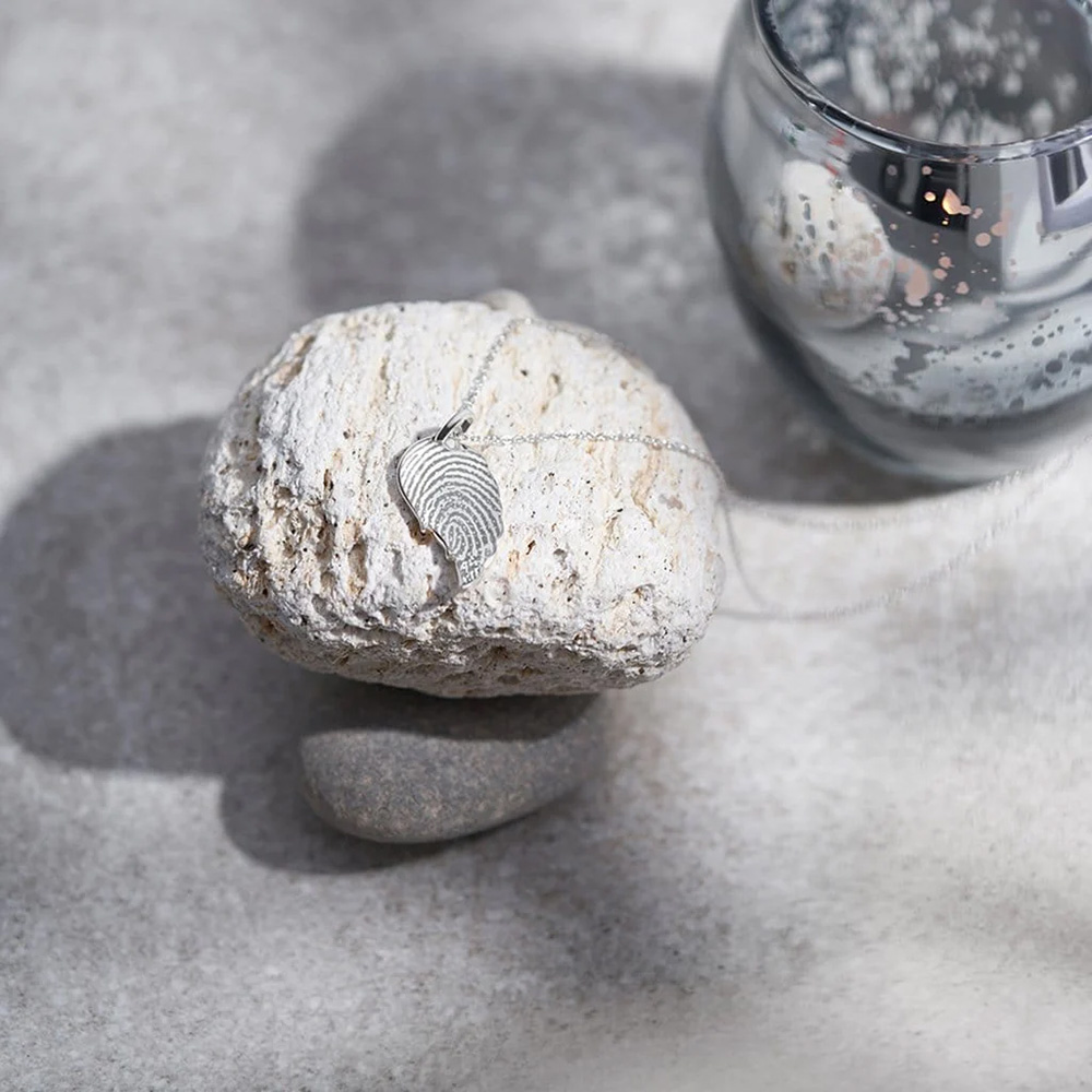 Laser Engraved Angel Wing Fingerprint Pendant - Image 4
