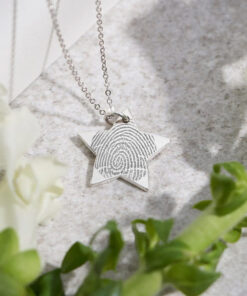 Laser Engraved Finger Print Star Pendant
