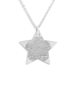 Alternative view of Laser Engraved Finger Print Star Pendant