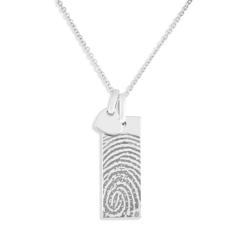 Laser Engraved Fingerprint Pendant with a Miniature Heart - Image 3