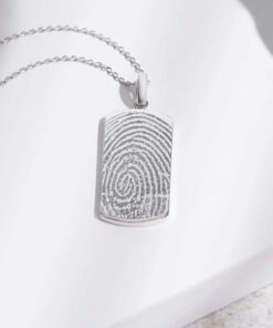 Rectangle Laser Engraved Fingerprint Pendant