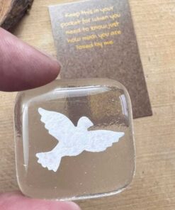 Fused Glass Dove Pocket Hug