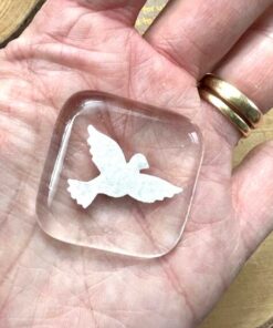 Fused Glass Dove Pocket Hug - Image 3