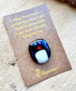 Alternative view of Penguin Fused Glass Pocket Pebble