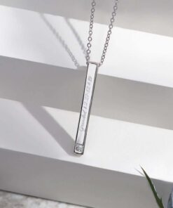 Silver Bar Pendant Engraved with Your Handwriting with optional Fine Crystal - Image 5