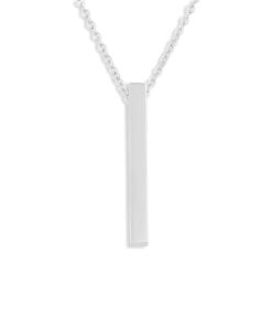 Alternative view of Silver Bar Pendant Engraved with Your Handwriting with optional Fine Crystal