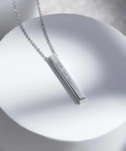 Silver Bar Pendant Engraved with Your Handwriting with optional Fine Crystal - Image 4
