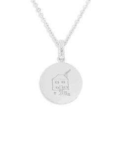 Silver Circular Pendant with Your Drawing