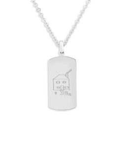 Silver Dog Tag Pendant with Your Drawing Engraved