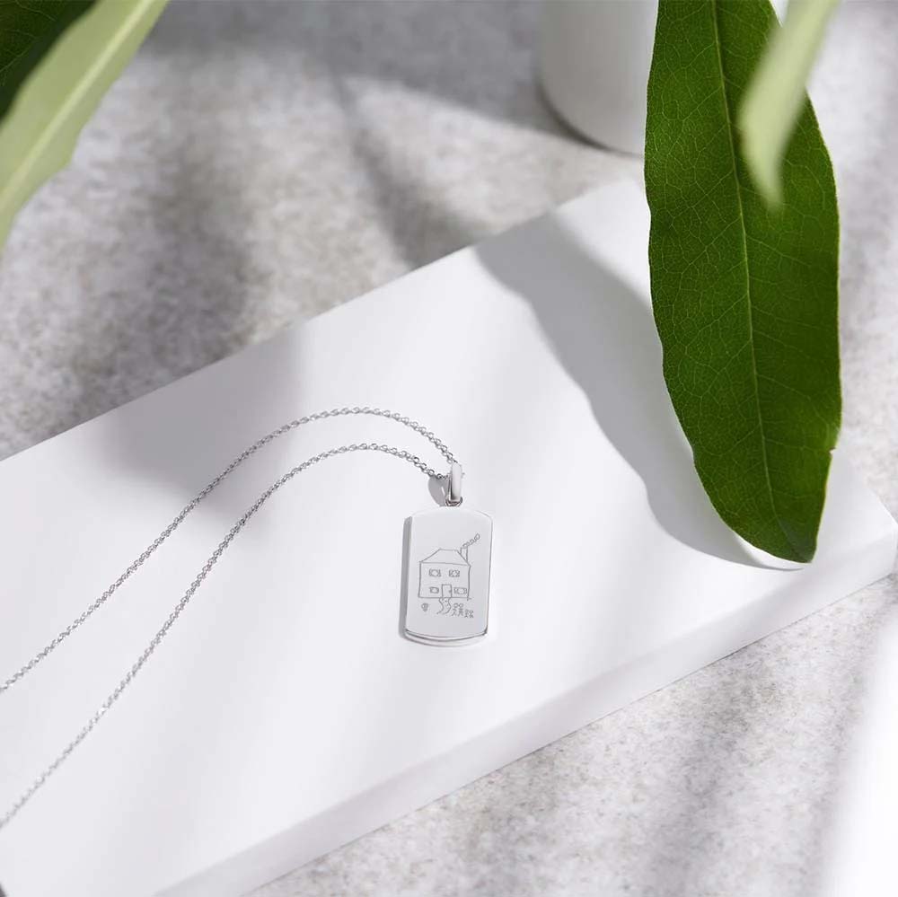 Silver Dog Tag Pendant with Your Drawing Engraved - Image 4