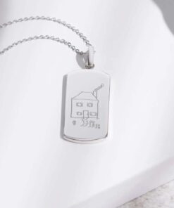 Silver Dog Tag Pendant with Your Drawing Engraved - Image 3