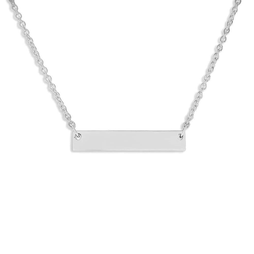 Silver Horizontal Bar Pendant Engraved with Your Handwriting - Image 2