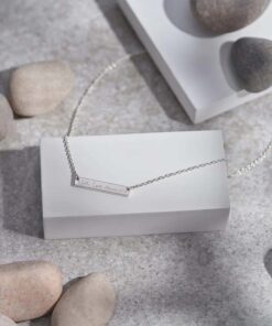 Silver Horizontal Bar Pendant Engraved with Your Handwriting - Image 3