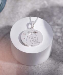 Silver Moon Pendant with Your Drawing Engraved - Image 5