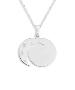 Alternative view of Silver Moon Pendant with Your Drawing Engraved