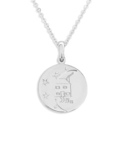 Silver Moon Pendant with Your Drawing Engraved