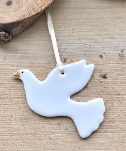 Handmade Fused Glass Dove Hanging Decoration