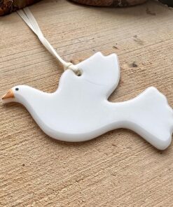 Handmade Fused Glass Dove Hanging Decoration - Image 3
