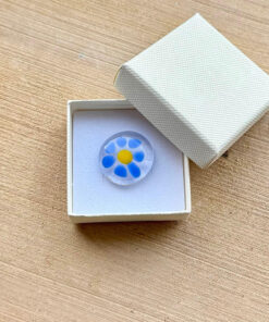 Handmade Memorial Ashes Glass Forget-Me-Not Pebble