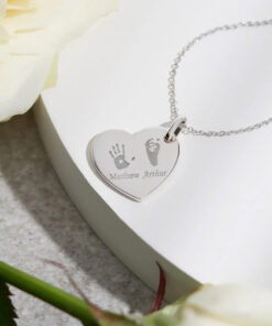 Heart Hand and Foot Print Crystal Pendant - Image 4