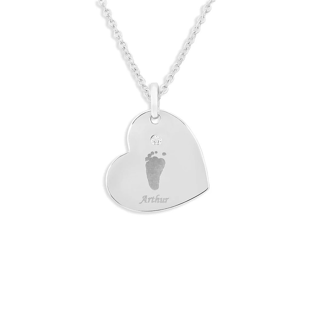 Heart Hand and Foot Print Crystal Pendant