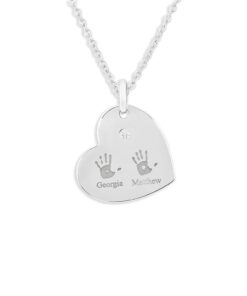 Alternative view of Heart Hand and Foot Print Crystal Pendant