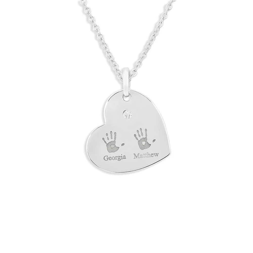 Heart Hand and Foot Print Crystal Pendant - Image 2