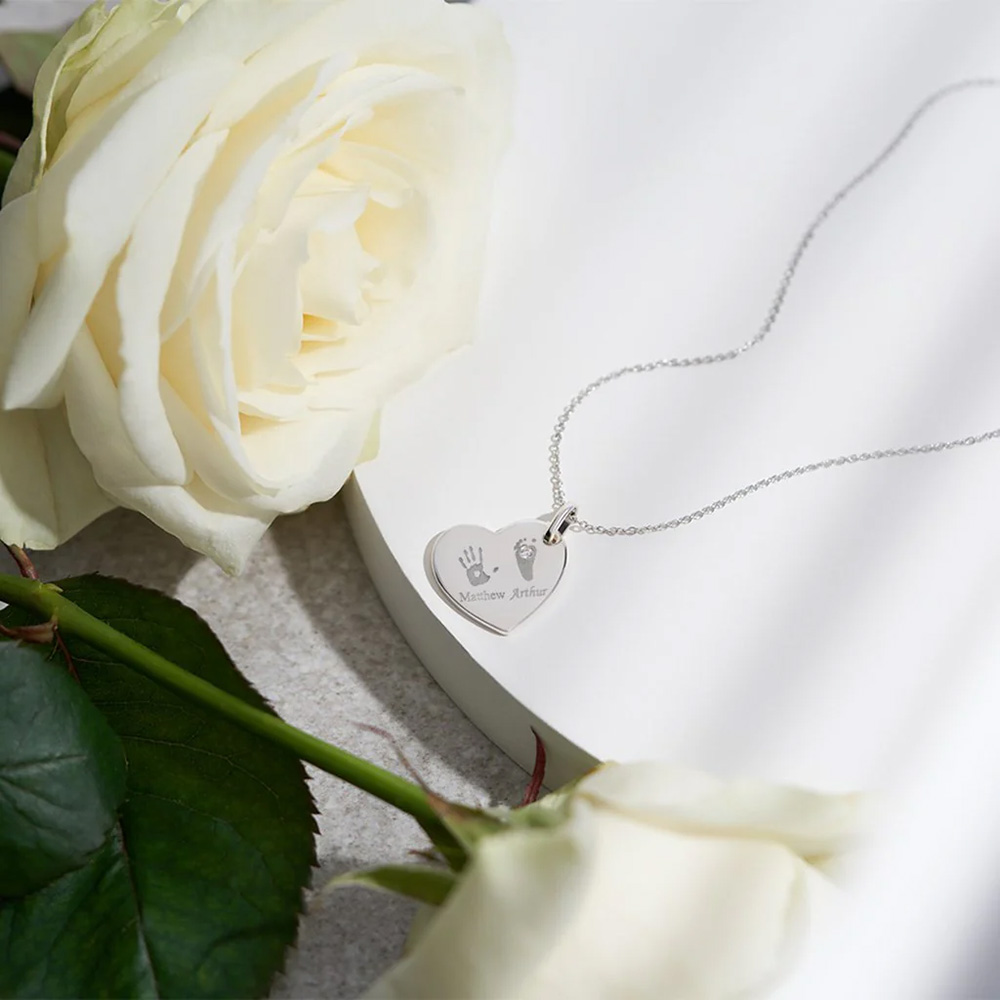 Heart Hand and Foot Print Crystal Pendant - Image 5