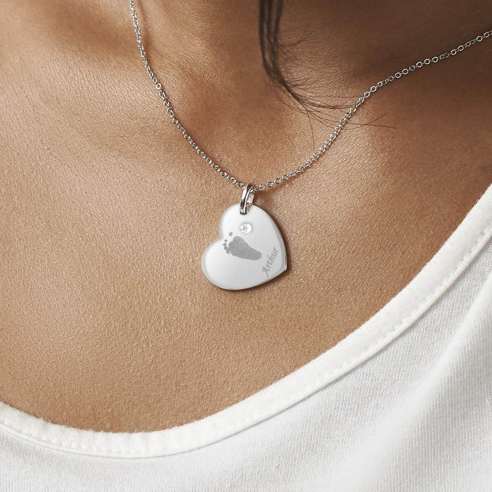 Heart Hand and Foot Print Crystal Pendant - Image 7