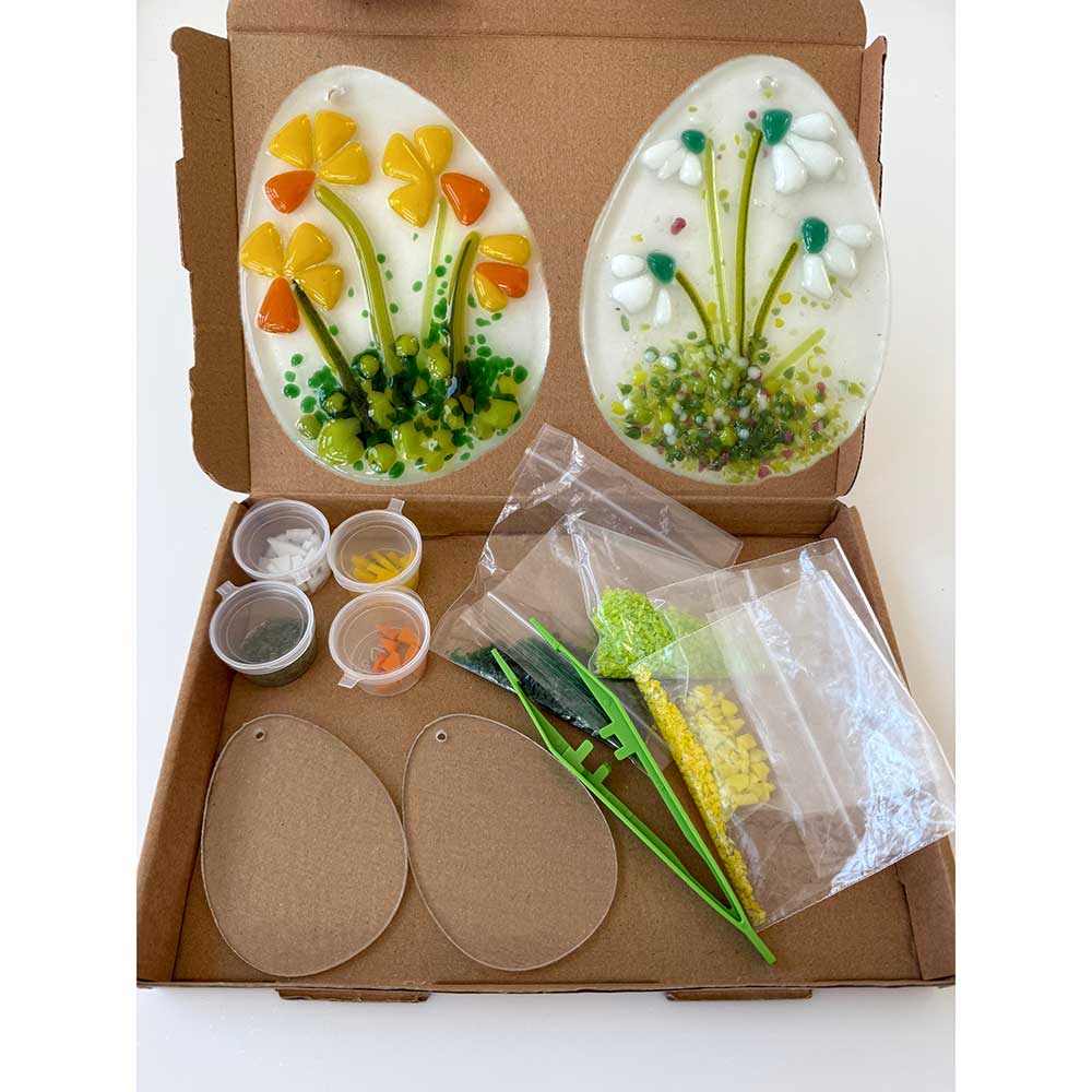 Make-at-Home Fused Glass Flower Egg Hanger Kit