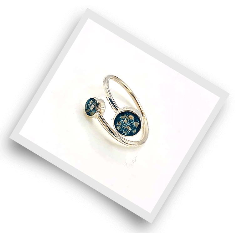 Blue glass ring and pendant – handcrafted fused glass jewellery gift set